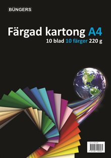 Färgat papper A4 220g sorterat 10/fp